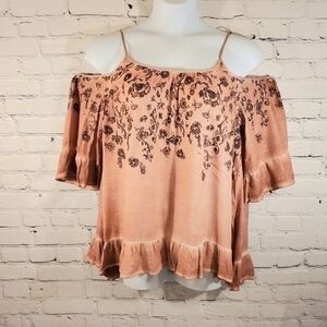 GIMMICKS Cold Shoulder w/Spaghetti Straps Shirt sz XL